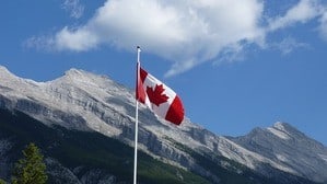 de Canadese vlag zwaait in de wind